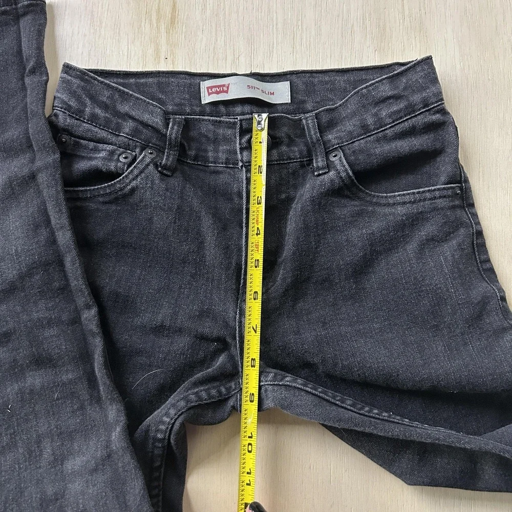 Levis 511 Jeans Boys 12 Regular 26x27 Black Slim Straight Denim Stretch Casual